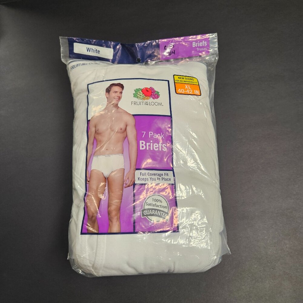 Fruit of The Loom 7 Pack Briefs, white, XL 40-42, Full Coverage Fit